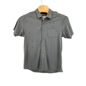 Mountain Khakis Shirt Mens Large Gray Organic Cotton Bear Bison Short Sleeve